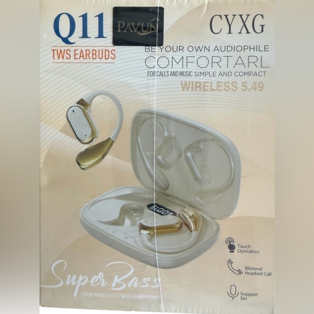 Pavun Q11 TWS Wireless Over the Ear Earbuds with Charging Case NIP
